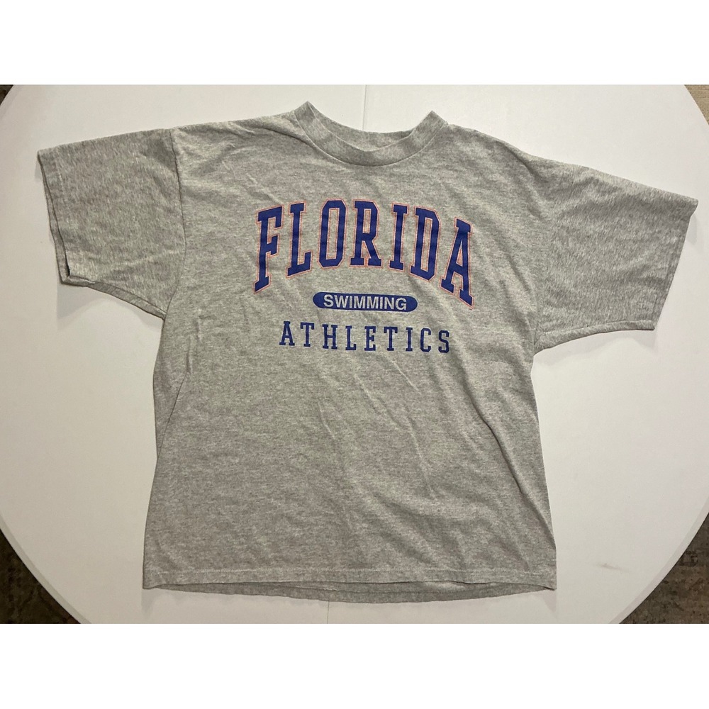 VTG USA Made 90s Florida Gators Swimming Athletics T Shirt Mens XL Gray